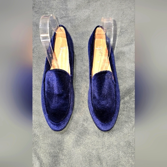 J Jill Blue Velvet Gabrielle Leather Loafers Slip On Flats Classic Size 7 - Picture 1 of 8